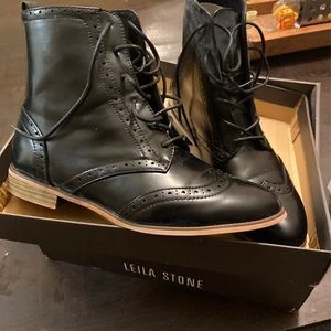 Used worn once pleather combat boots